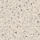 Patterned wallpaper with handsketched floral design in grey on cream