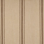 Outdoor broadloom carpet in a wide stripe in brown and creme. 