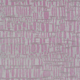 Detail of wallpaper in a textural grid print in shades of purple and gray.