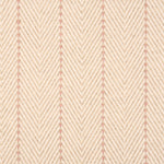Broadloom carpet in a herringbone pattern in pastel pink with a pink stripe accent.