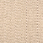 Broadloom carpet in a herringbone pattern in beige with a taupe stripe accent.