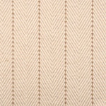 Broadloom carpet in a herringbone pattern in ecru with a tan stripe accent.