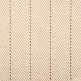 Broadloom carpet in a herringbone pattern in ecru with a tan stripe accent.