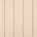 Broadloom carpet in a herringbone pattern in beige with a grey stripe accent.