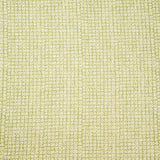 Detail of fabric in a textural basketweave print in green on a cream field.