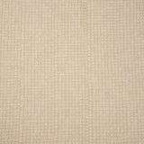 Detail of fabric in a textural basketweave print in tan on a cream field.