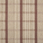 Broadloom carpet in a windowpane plaid in beige and rust red.