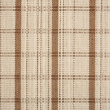 Broadloom carpet in a windowpane plaid in cream and warm brown.