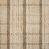 Broadloom carpet in a windowpane plaid in beige and tan.
