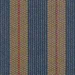 Striped brown flatweave runner in blue and tan with red 