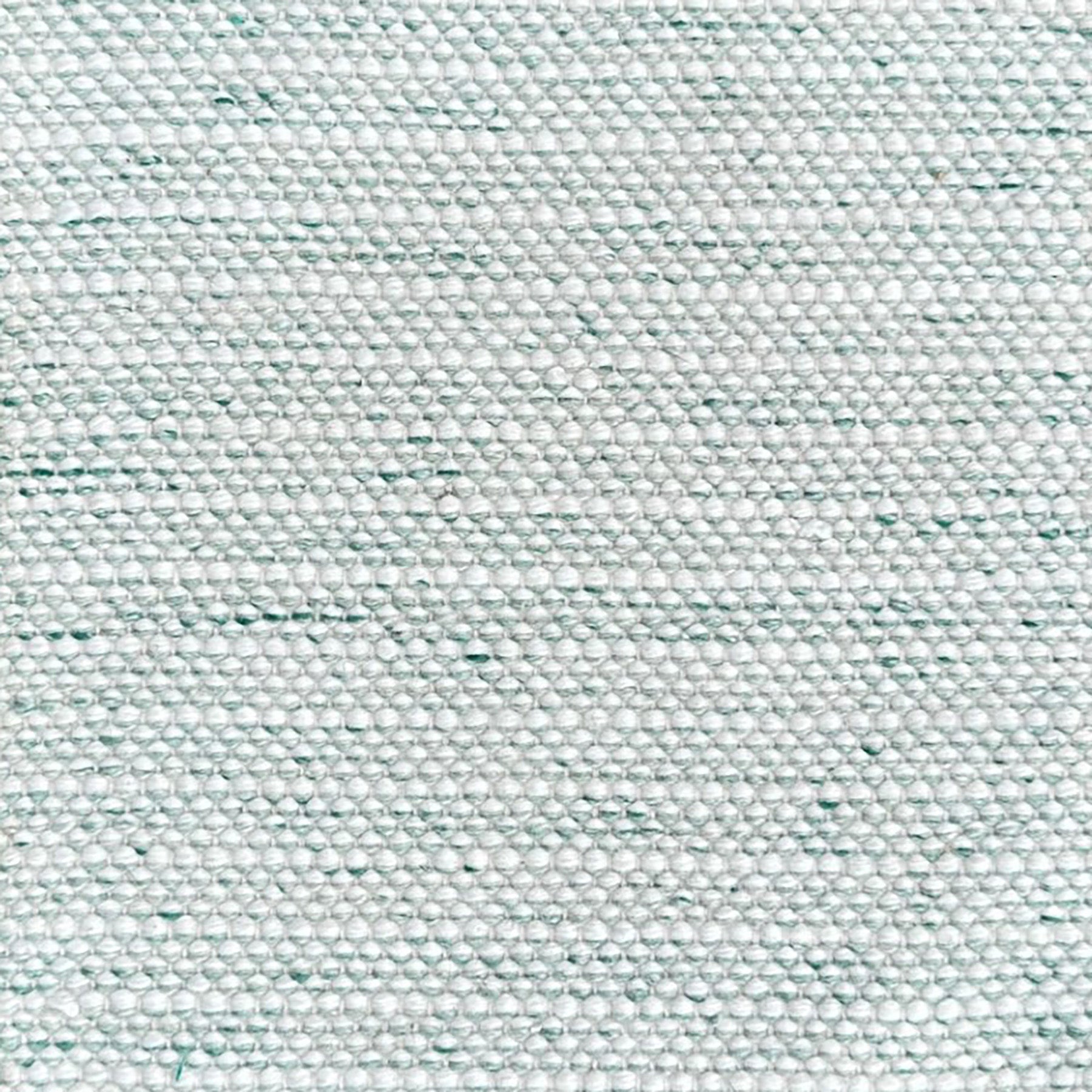 Teal green and white strie striped woven rug. 