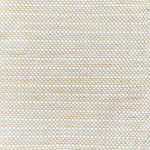 Pale yellow and white striped woven rug. 