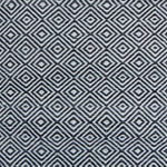 Patterned rug with black and white geometric design