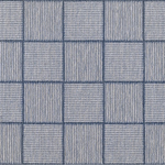 Broadloom carpet in a square grid with checkerboard stripes in shades of blue. 