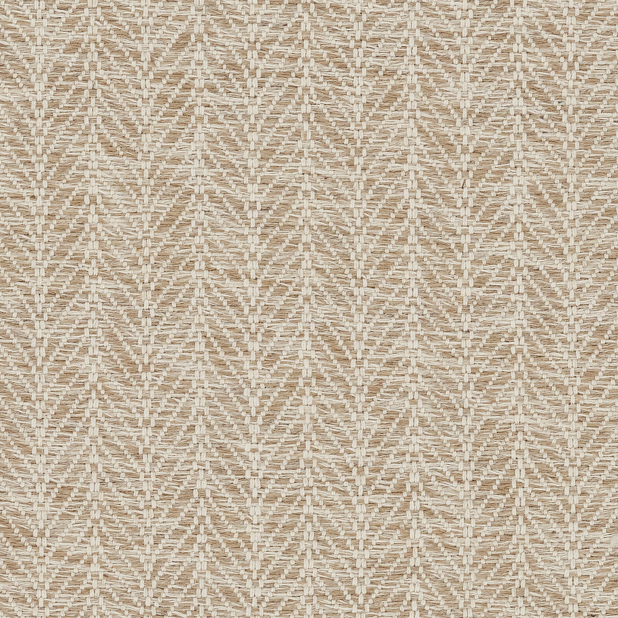 Broadloom carpet in a textural herringbone pattern in cream and warm tan. 