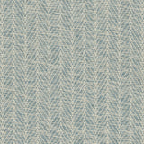 Broadloom carpet in a textural herringbone pattern in cream and pastel blue.