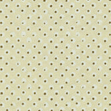 Detail of wallpaper in a painterly dot print in white and brown on a yellow field.