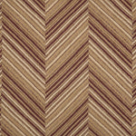 Broadloom carpet with a graphic herringbone pattern in shades of brown. 
