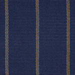 Broadloom carpet in cobalt blue with a tan widely placed pinstripe