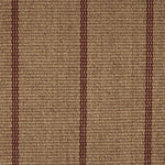 Broadloom carpet in camel brown with a crimson red widely placed pinstripe