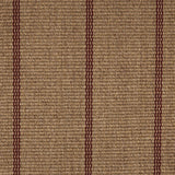 Broadloom carpet in camel brown with a crimson red widely placed pinstripe