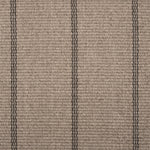 Broadloom carpet in oatmeal with a grey widely placed pinstripe