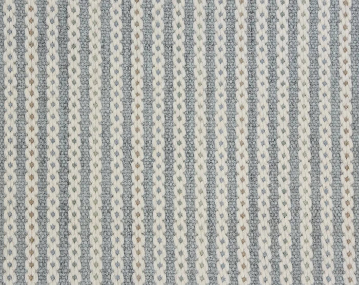 Broadloom carpet swatch in a striped rope pattern in a slate blue design