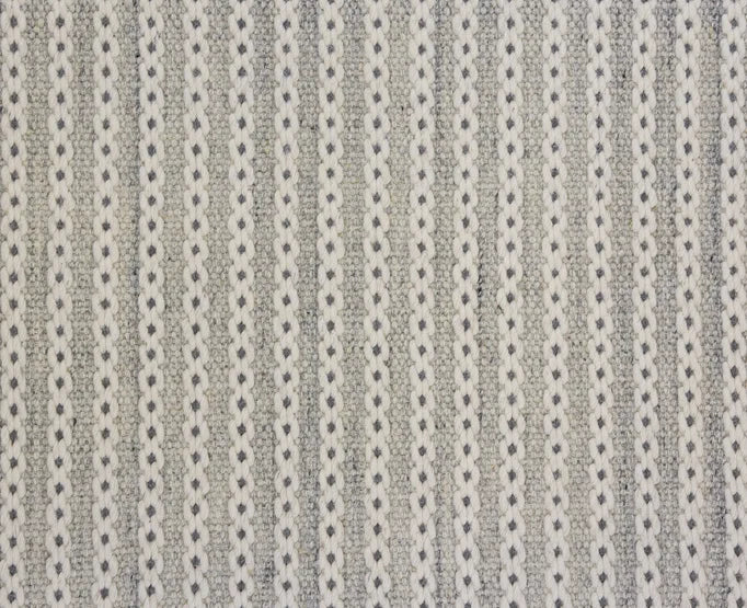 Broadloom carpet swatch in a striped rope pattern in a light grey design