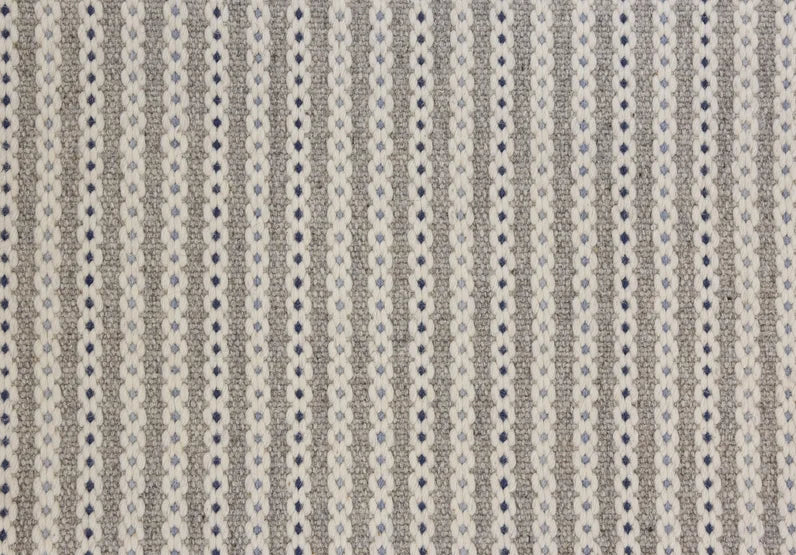 Broadloom carpet swatch in a striped rope pattern in a grey black design