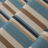 Striped flatweave runner in blue tan cream and black 