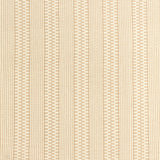 Detail of a hand-woven cotton fabric in a striped twill pattern in cream and white.