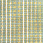 Detail of a hand-woven cotton fabric in an intricate gridded stripe pattern in shades of white, yellow and sage.