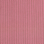 Detail of a hand-woven cotton fabric in a grid pattern in pink and brown.