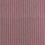 Detail of a hand-woven cotton fabric in a grid pattern in light gray and maroon.