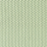 Detail of a hand-woven cotton fabric in a grid pattern in sage and cream.
