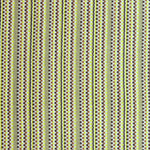 Detail of a hand-woven cotton fabric in an intricate gridded stripe pattern in shades of lime, brown and white.