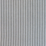 Detail of a hand-woven cotton striped fabric in blue, cream and navy.
