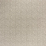 Printed linen fabric in a repeating chrysanthemum pattern in white on a cream field.
