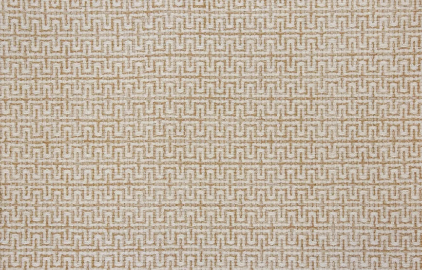 Broadloom carpet swatch in a geometric pattern in a tan white design