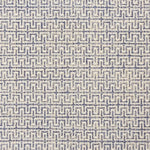Broadloom carpet swatch in a geometric pattern in a blue white design