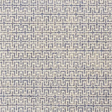 Broadloom carpet swatch in a geometric pattern in a blue white design