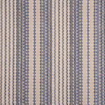 Broadloom carpet with blue and beige stripes