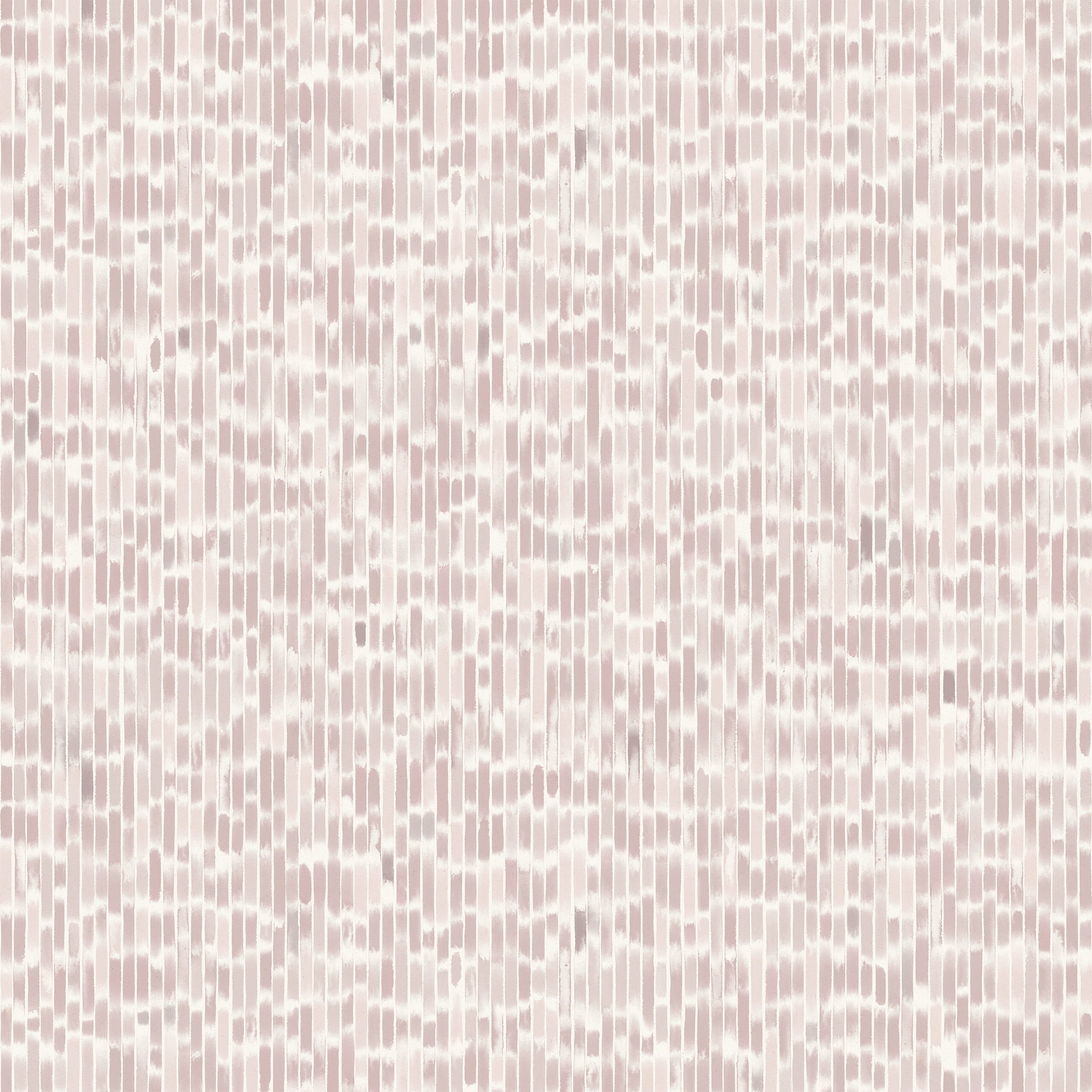 Detail of fabric in a linear check pattern in shades of pastel mauve on a white field.