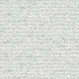 Detail of fabric in a linear check pattern in shades of pastel aqua blue on a white field.