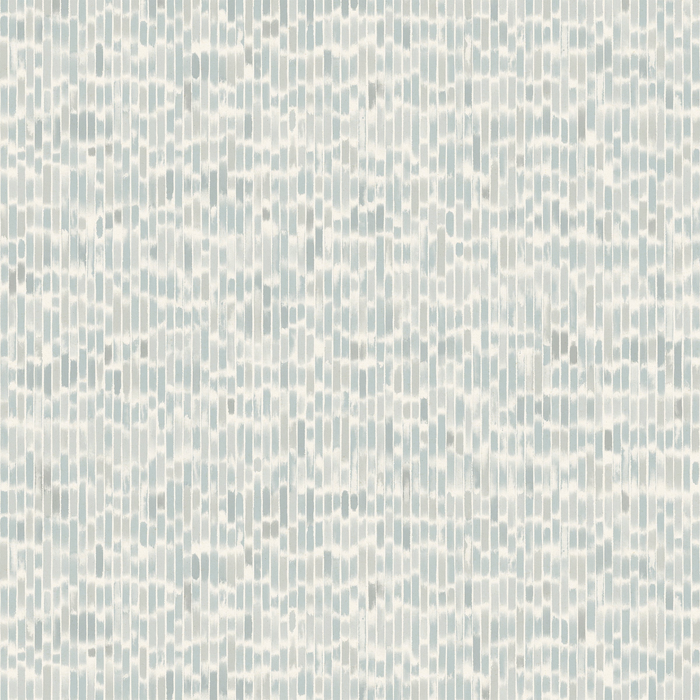 Detail of fabric in a linear check pattern in shades of pastel aqua blue on a white field.