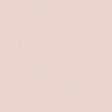 Detail of wallpaper in a dotted diamond grid in white on a light pink field.