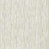 Detail of wallpaper in a painterly stripe pattern in sage on a white field.