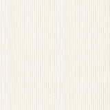 Detail of wallpaper in a painterly stripe pattern in cream on a white field.