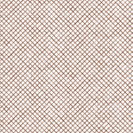 Detail of fabric in a painterly grid pattern in brown on a white field.