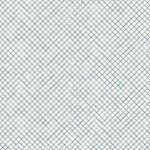 Detail of wallpaper in a painterly grid pattern in navy on a white field.